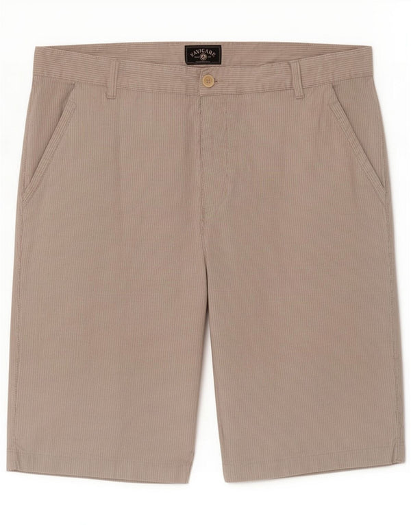 Navigare Mens Chino Shorts IT 56 3XL W38 Beige Striped Bumbac