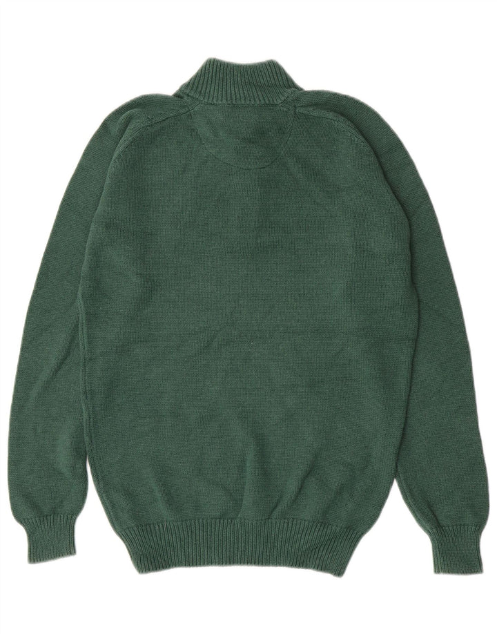 Massimo Dutti Pulover pentru bărbați cu gât cu nasturi, bumbac verde mare