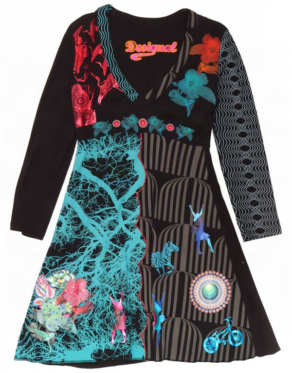 Rochie A-Line cu mânecă lungă pentru femei Desigual UK 18 XL, negru, mozaic