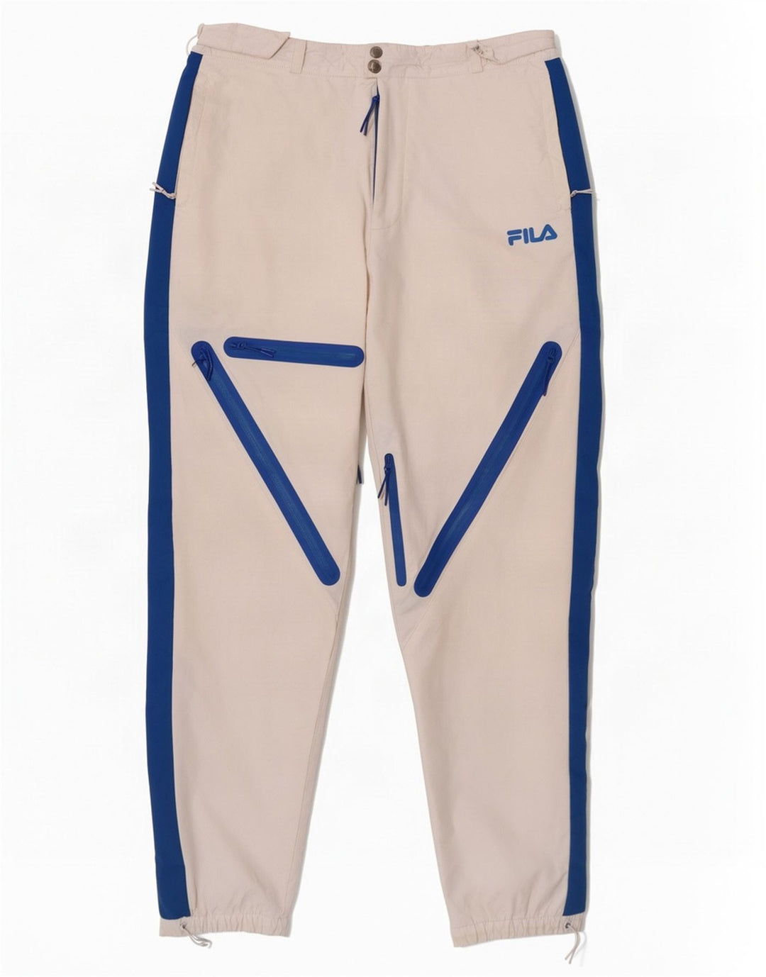 Pantaloni de schi Fila pentru bărbați, alb mediu, nailon color bloc