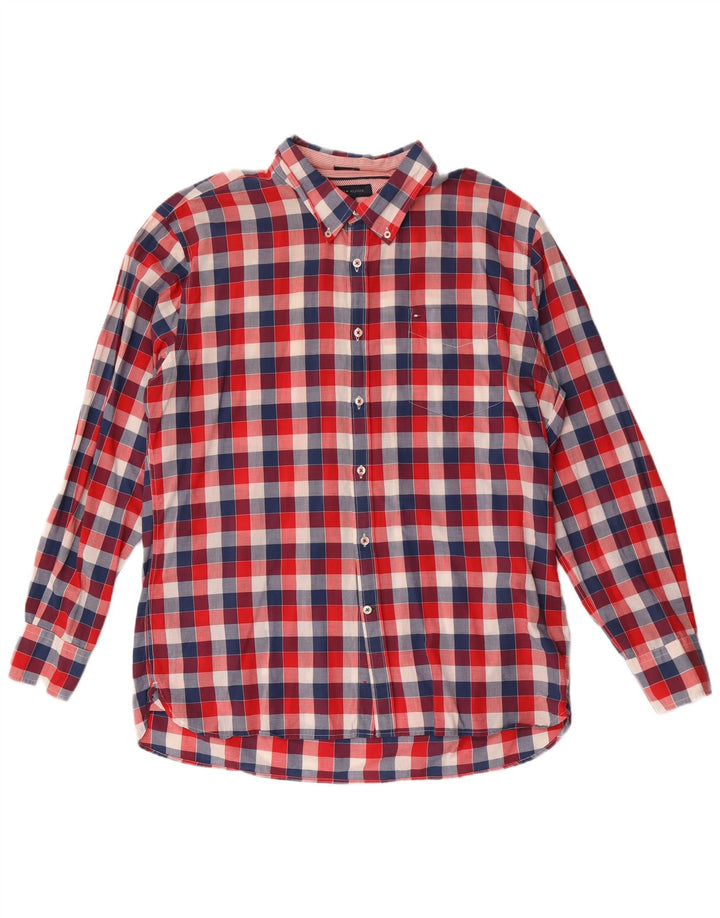 Cămașă personalizată pentru bărbați Tommy Hilfiger XL, bumbac vichy roșu