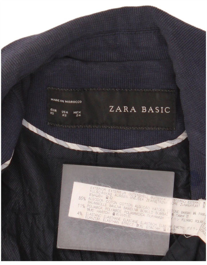 Jachetă pentru femei Zara cu 1 nasture UK 6 XS Bumbac bleumarin