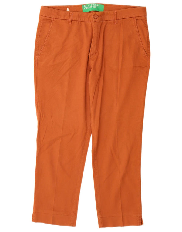 Pantaloni cropped pentru femei Benetton UK 14 Large W32 L25 Orange Bumbac