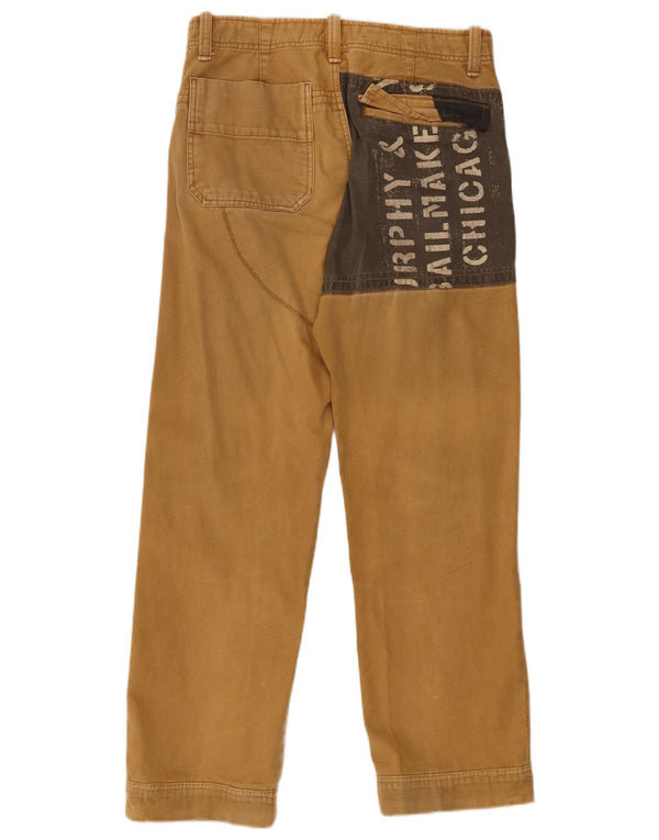 Murphy & Nye Pantaloni drepți cu grafică pentru bărbați W33 L32 bej color block