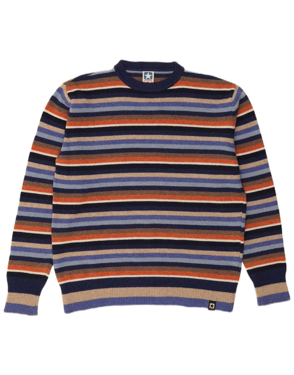 CONVERSE Mens Crew Neck Jumper Sweater XL Multicoloured Striped Wool
