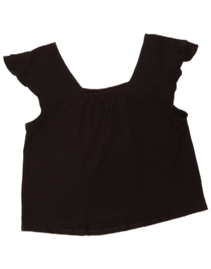 BENETTON Womens Crop Crop Top UK 14 Medium Black