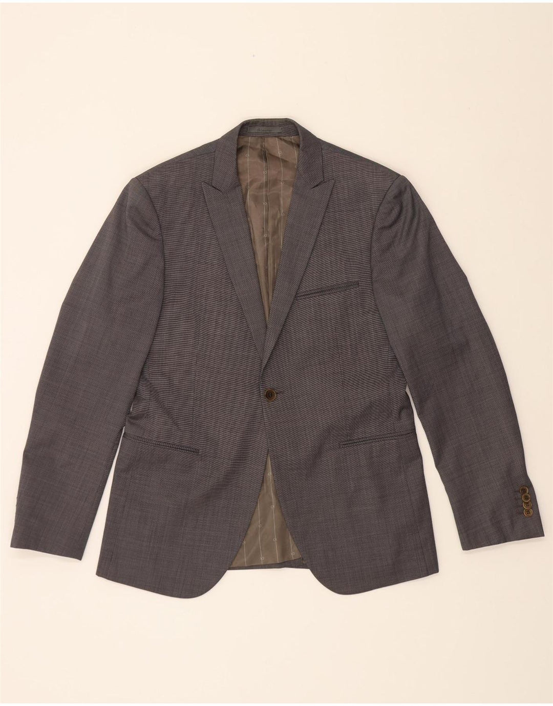 CALVIN KLEIN Mens 1 Button Blazer Jacket IT 48 Medium Grey Wool Vintage Calvin Klein and Second-Hand Calvin Klein from Messina Hembry 