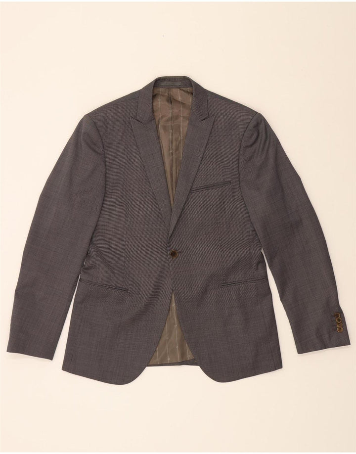 CALVIN KLEIN Mens 1 Button Blazer Jacket IT 48 Medium Grey Wool Vintage Calvin Klein and Second-Hand Calvin Klein from Messina Hembry 