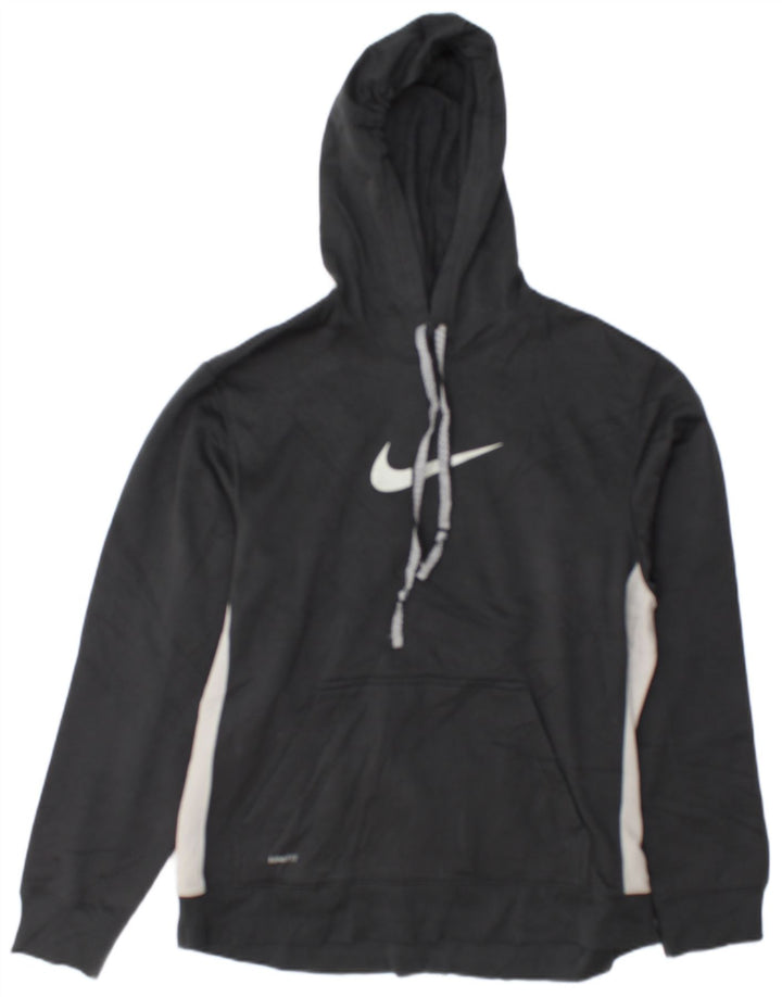 Pulover Nike pentru bărbați cu glugă grafică, gri mediu, poliester color bloc