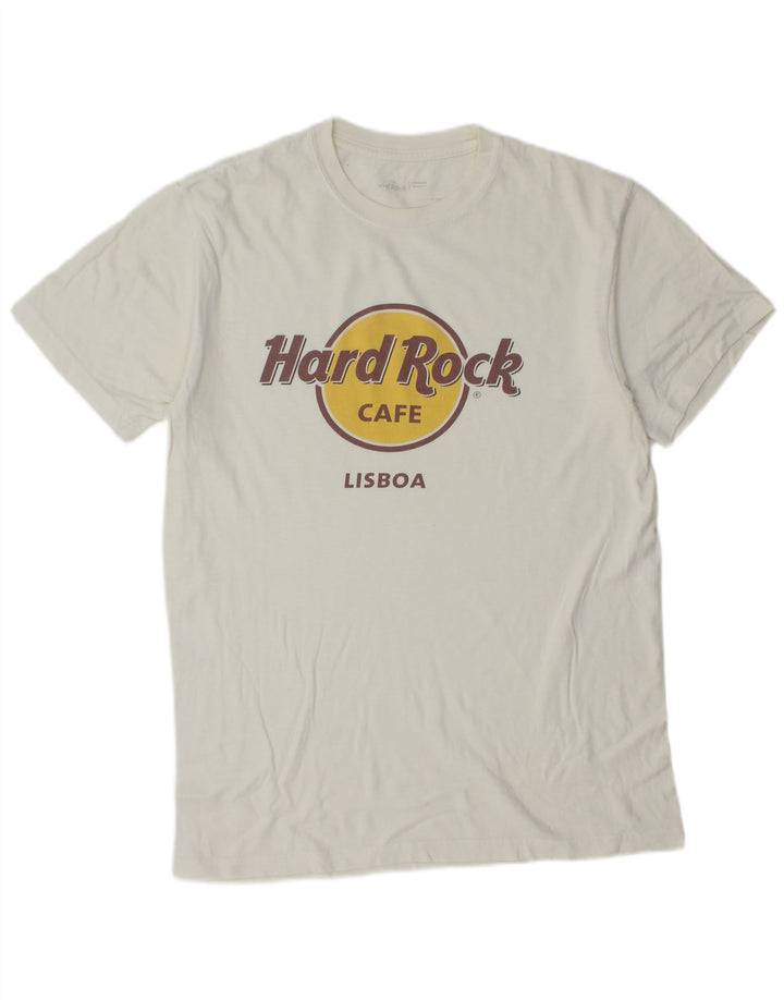 Tricou grafic Lisboa pentru bărbați Hard Rock Cafe Top Mediu Alb