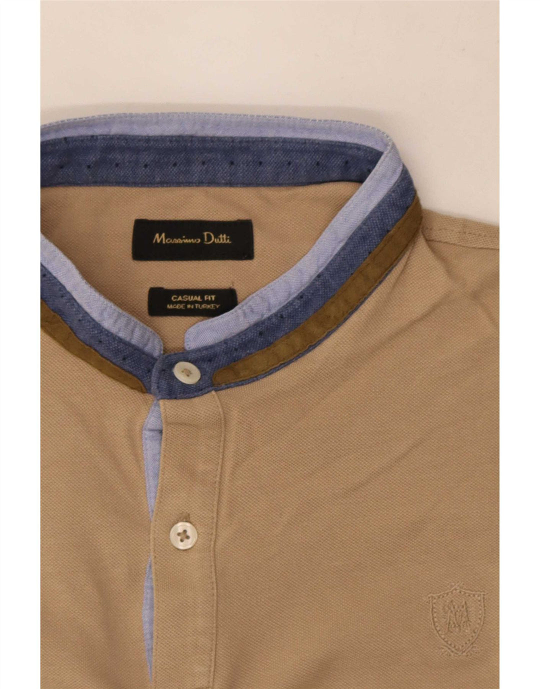 Cămașă polo Massimo Dutti pentru bărbați, în formă lejeră, mare, bej