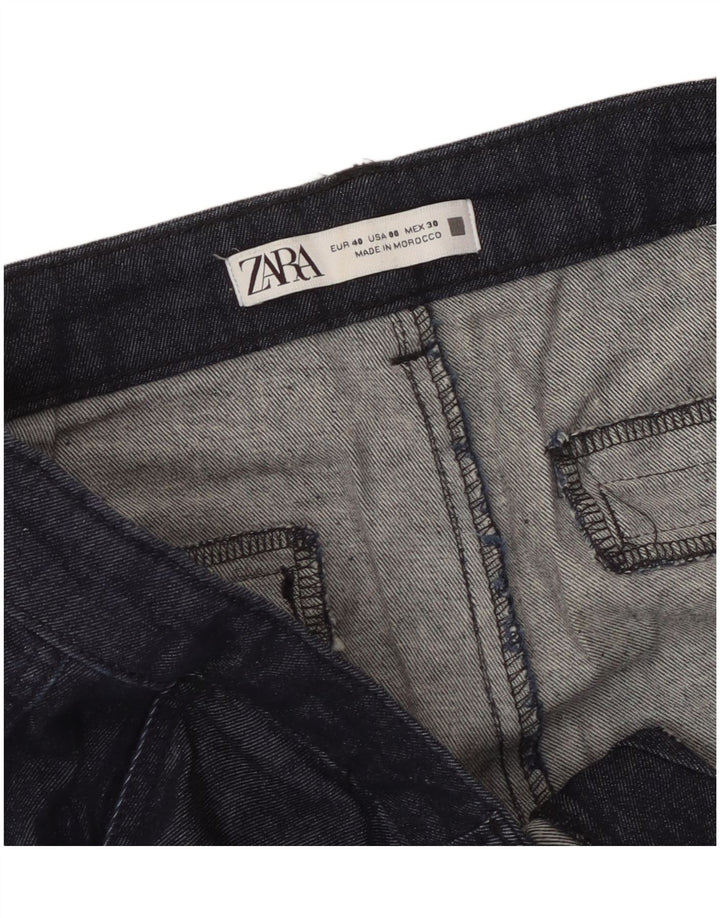 Pantaloni tăiați pentru femei Zara EU 40 Medium W30 L25 Bleumarin