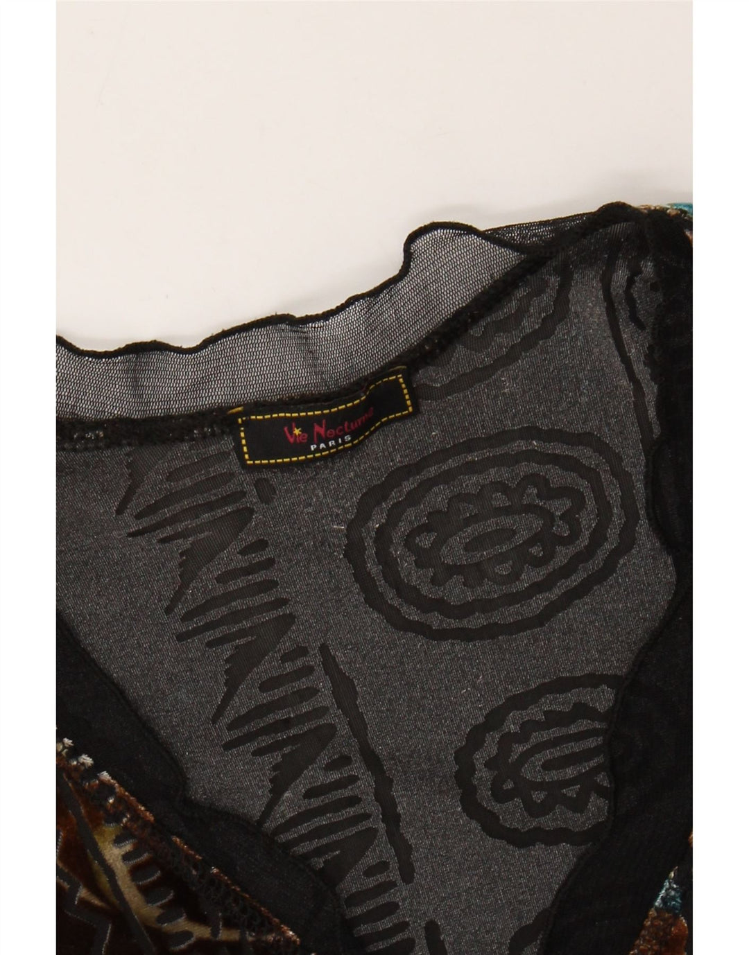 Top de catifea vintage pentru femei cu mânecă lungă UK 6 XS, multicolor, floral