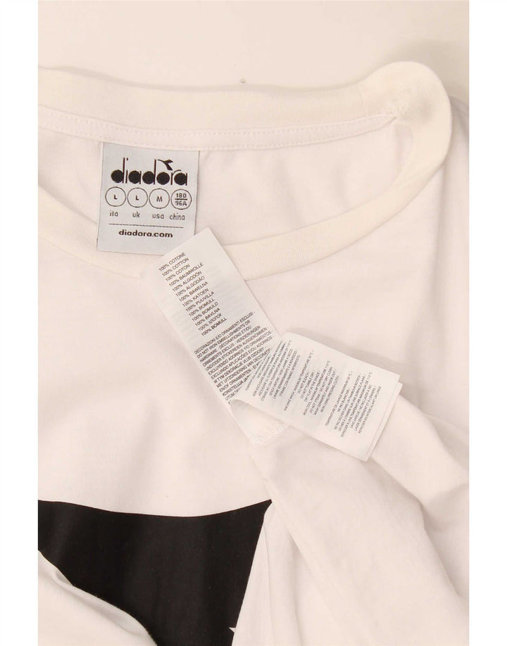 Tricou grafic Diadora pentru bărbați Top mare din bumbac alb