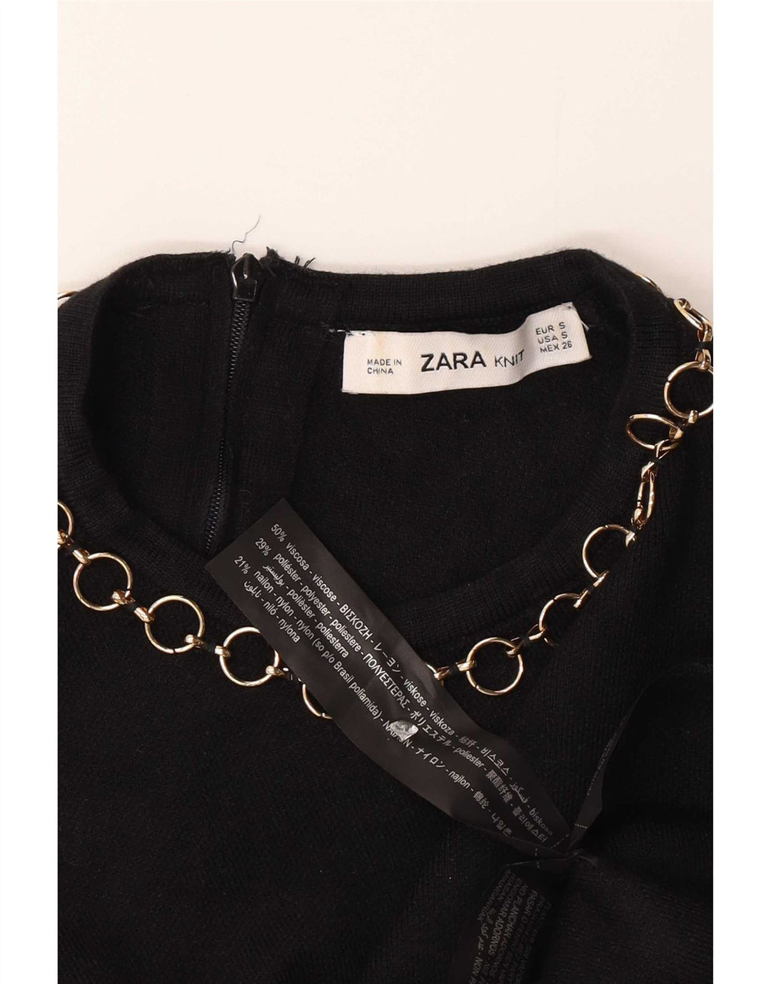 Bluză Crop Top Femei Zara UK 10 Small Black Viscose