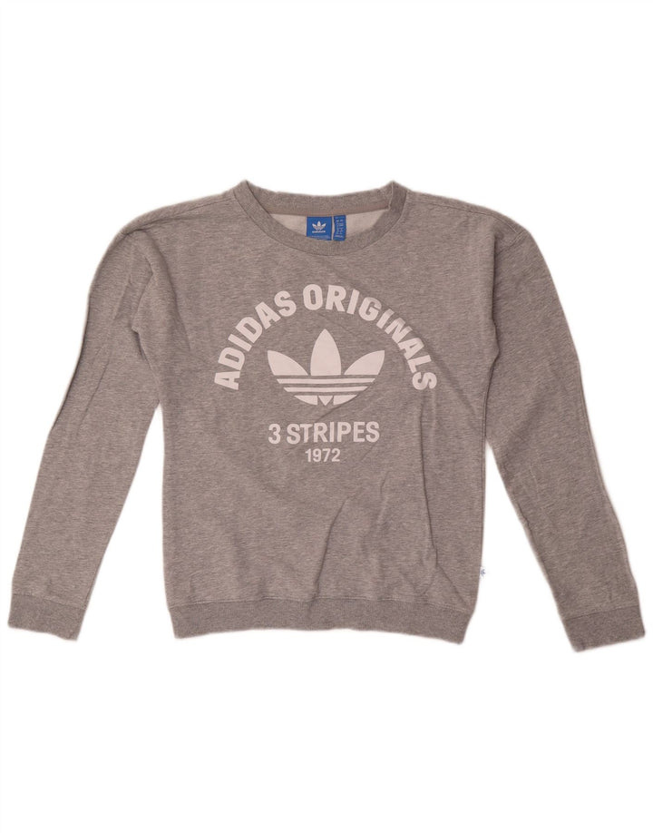 Pulover de hanorac grafic Adidas pentru femei UK 8 Small Gri