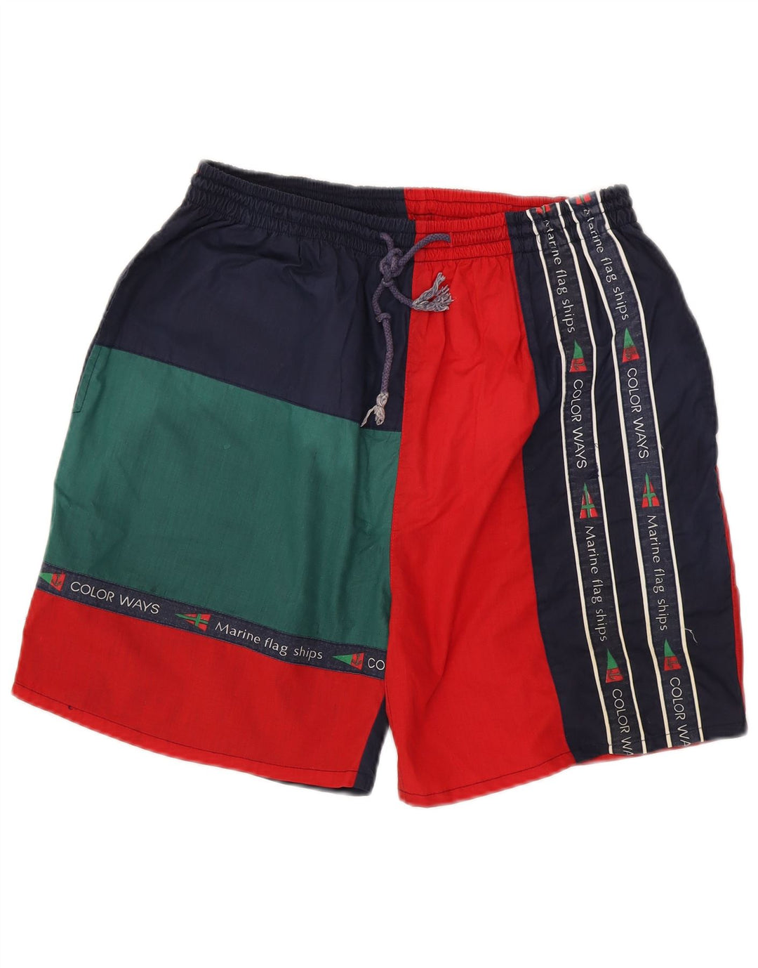 Pantaloni scurți sport vintage pentru bărbați, XL, multicolor, color block, poliester