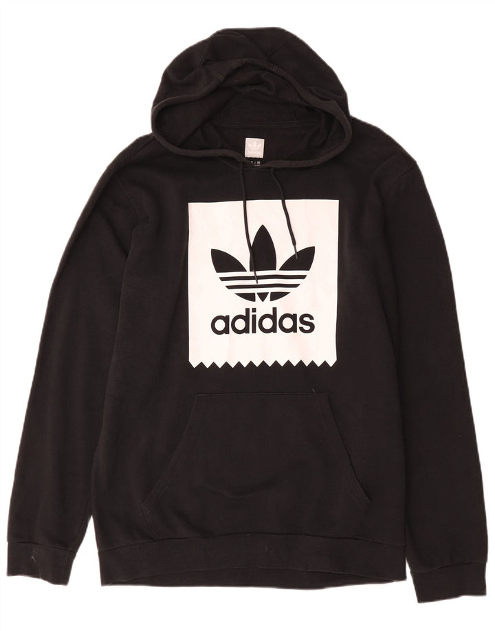 Pulover cu glugă cu grafic pentru bărbați Adidas, bumbac mediu negru