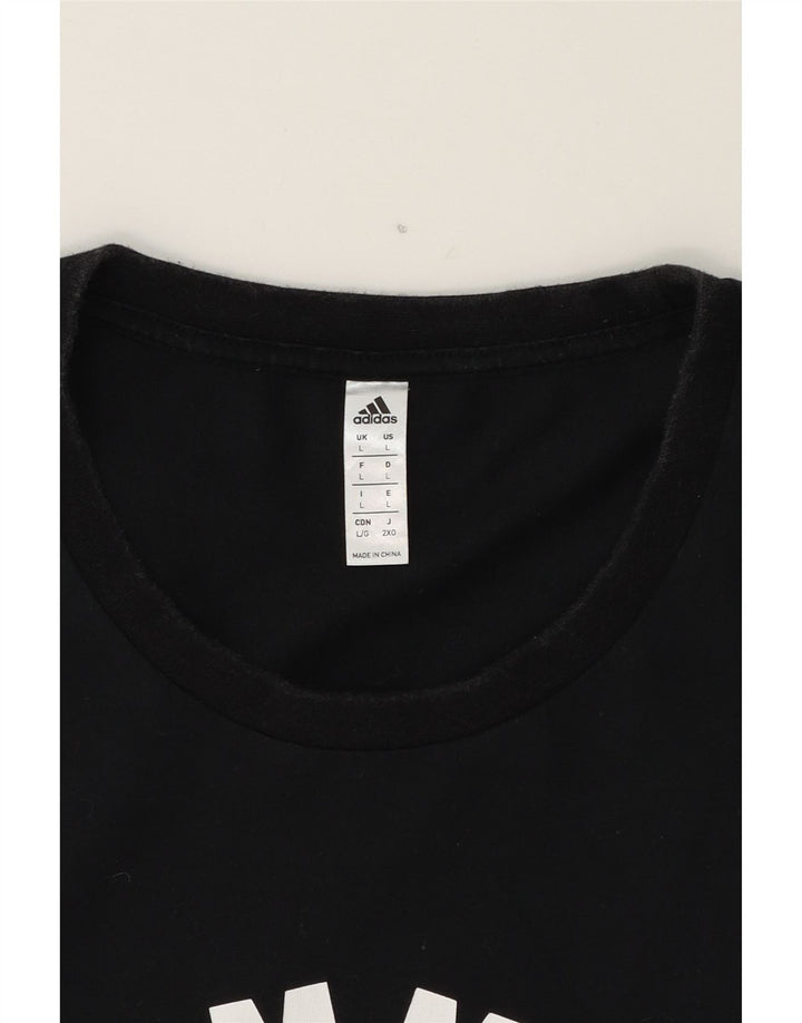 ADIDAS Mens Climalite Graphic T-Shirt Top Large Black Vintage Adidas and Second-Hand Adidas from Messina Hembry 