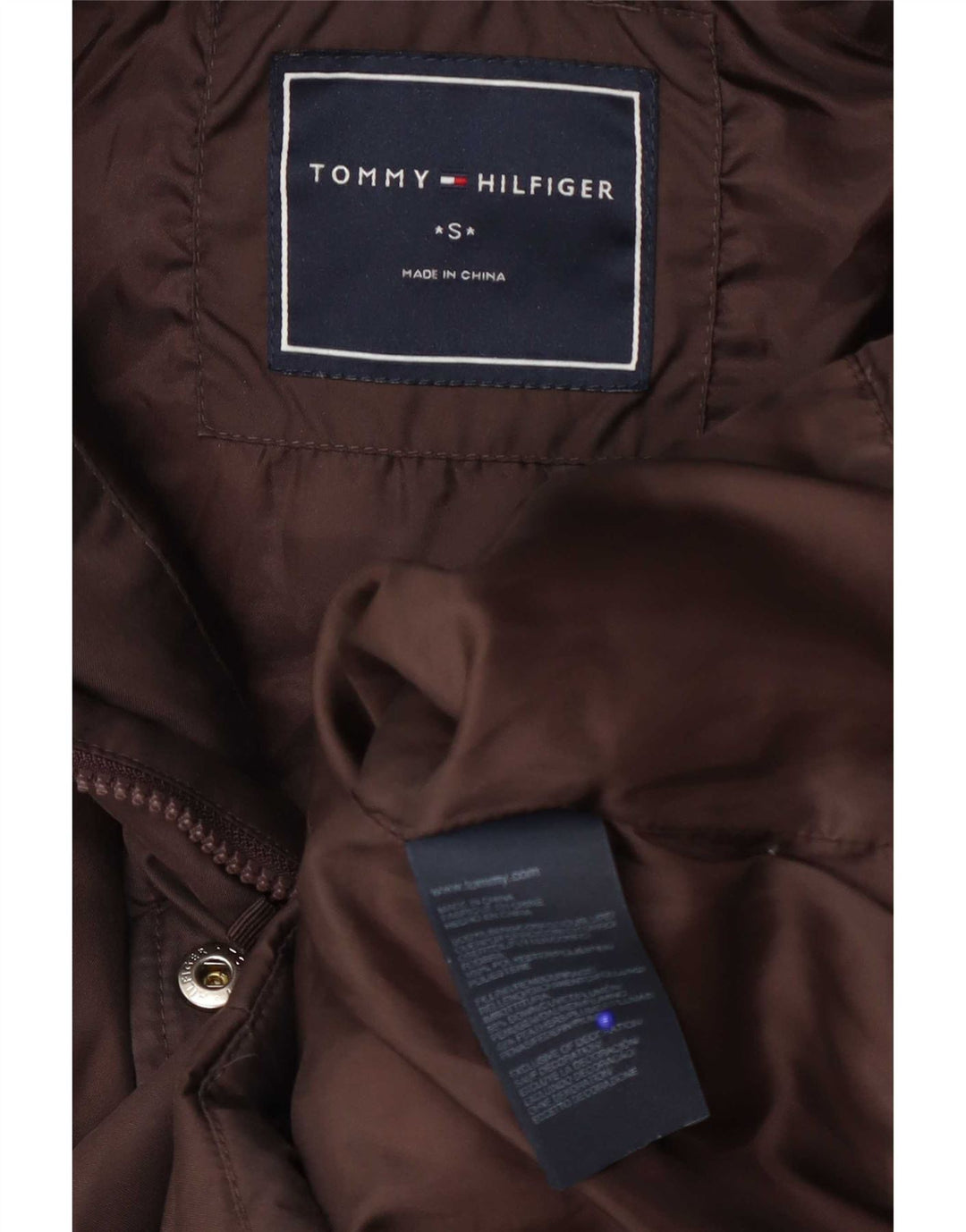 Jachetă căptușită cu glugă pentru femei Tommy Hilfiger UK 10 Poliester maro mic