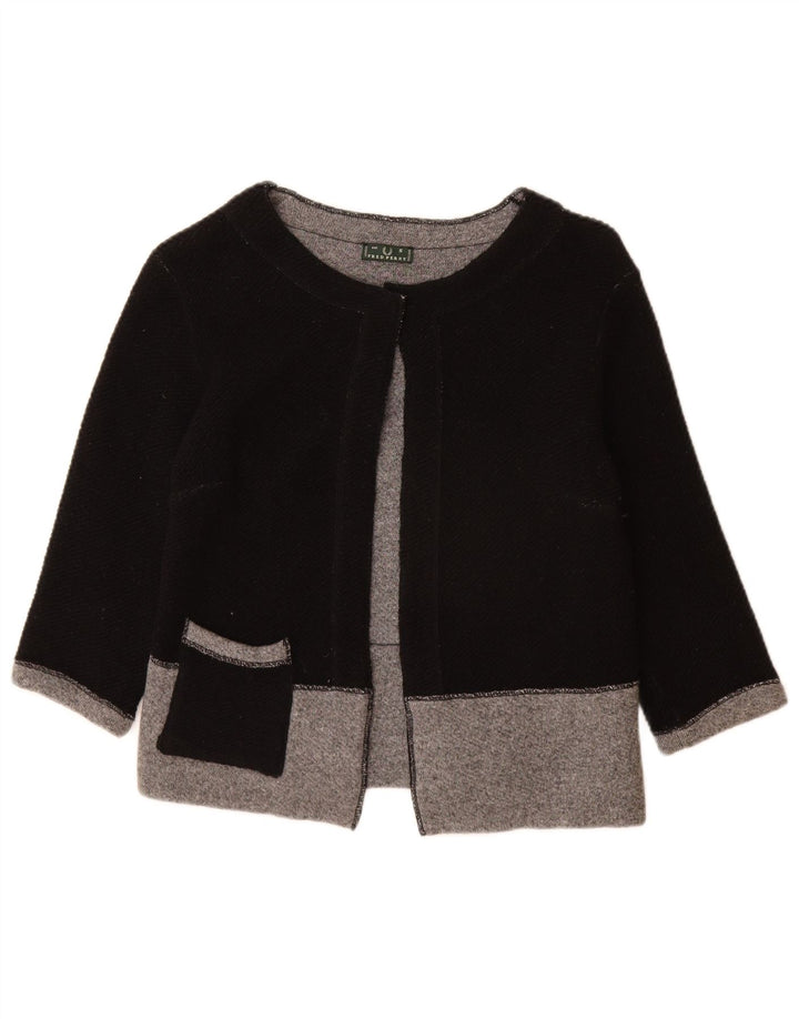 Pulover cardigan pentru femei Fred Perry cu mâneci 3/4 UK 10, mic, negru, bloc de culoare