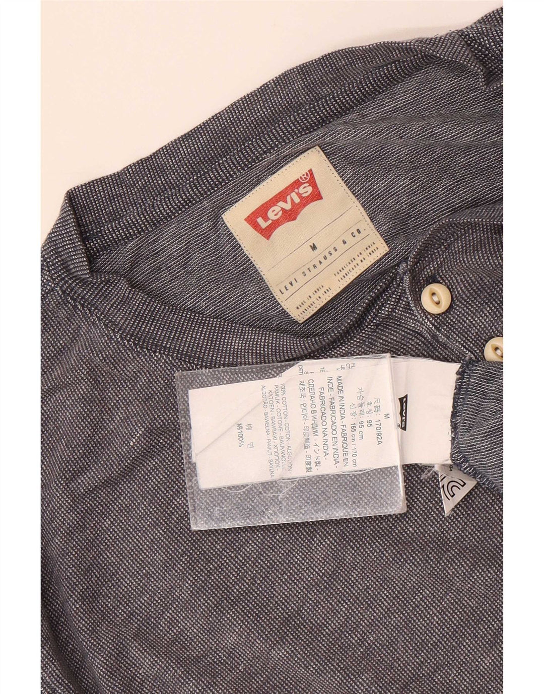 Tricou Levi's pentru bărbați, cu mânecă lungă, gri mediu, bumbac