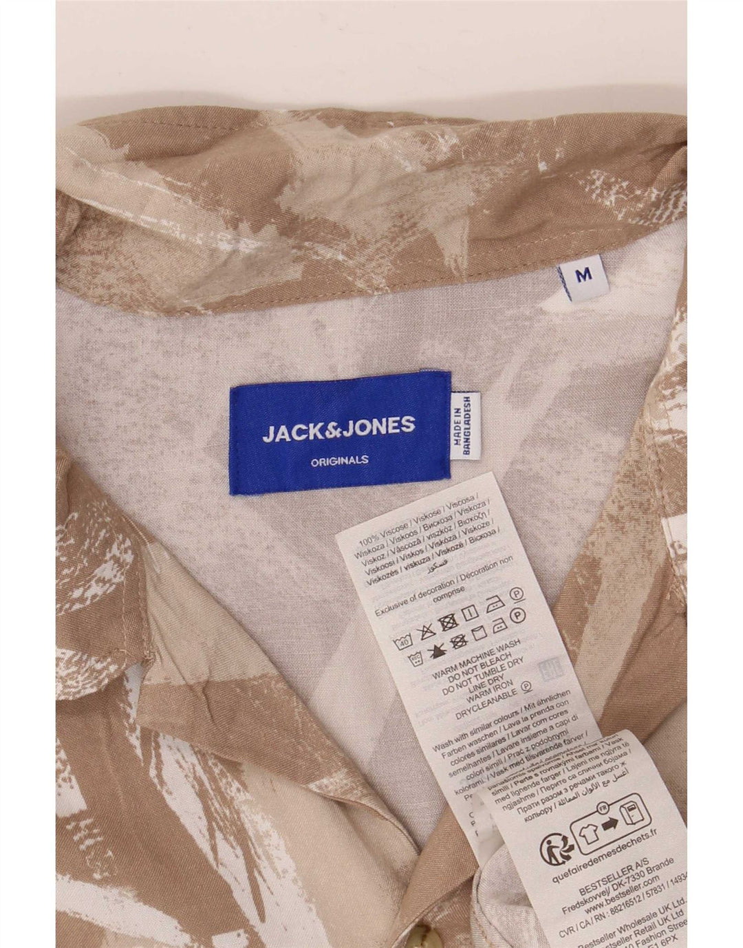 Cămașă cu mânecă scurtă Jack & Jones pentru bărbați, bej mediu, viscoză