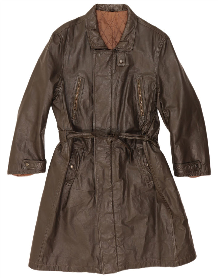 Palton din piele vintage pentru bărbați IT 54 2XL kaki