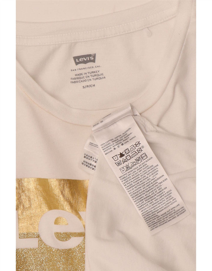 Tricou grafic Levi's pentru femei Top UK 10 Small White Bumbac