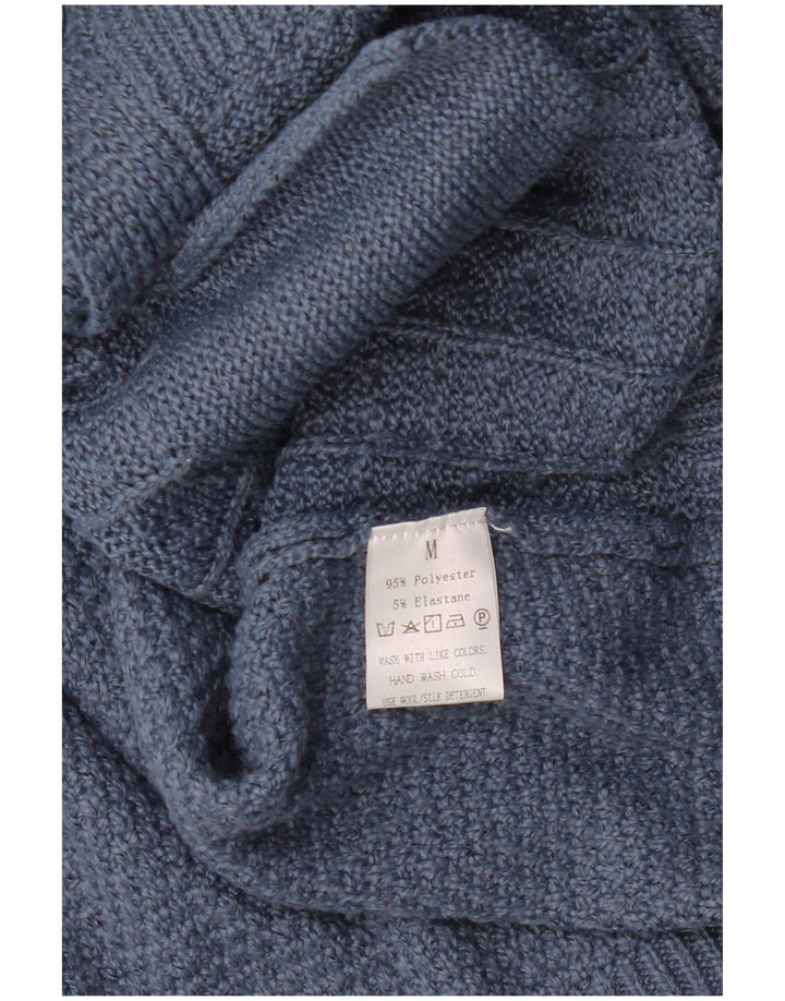 Pulover cardigan vintage pentru femei, cu croiala lejeră, UK 14, poliester albastru mediu