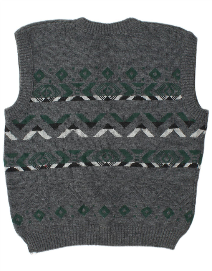 Vestă Vintage pentru bărbați Tank Top Large Gri Fair Isle