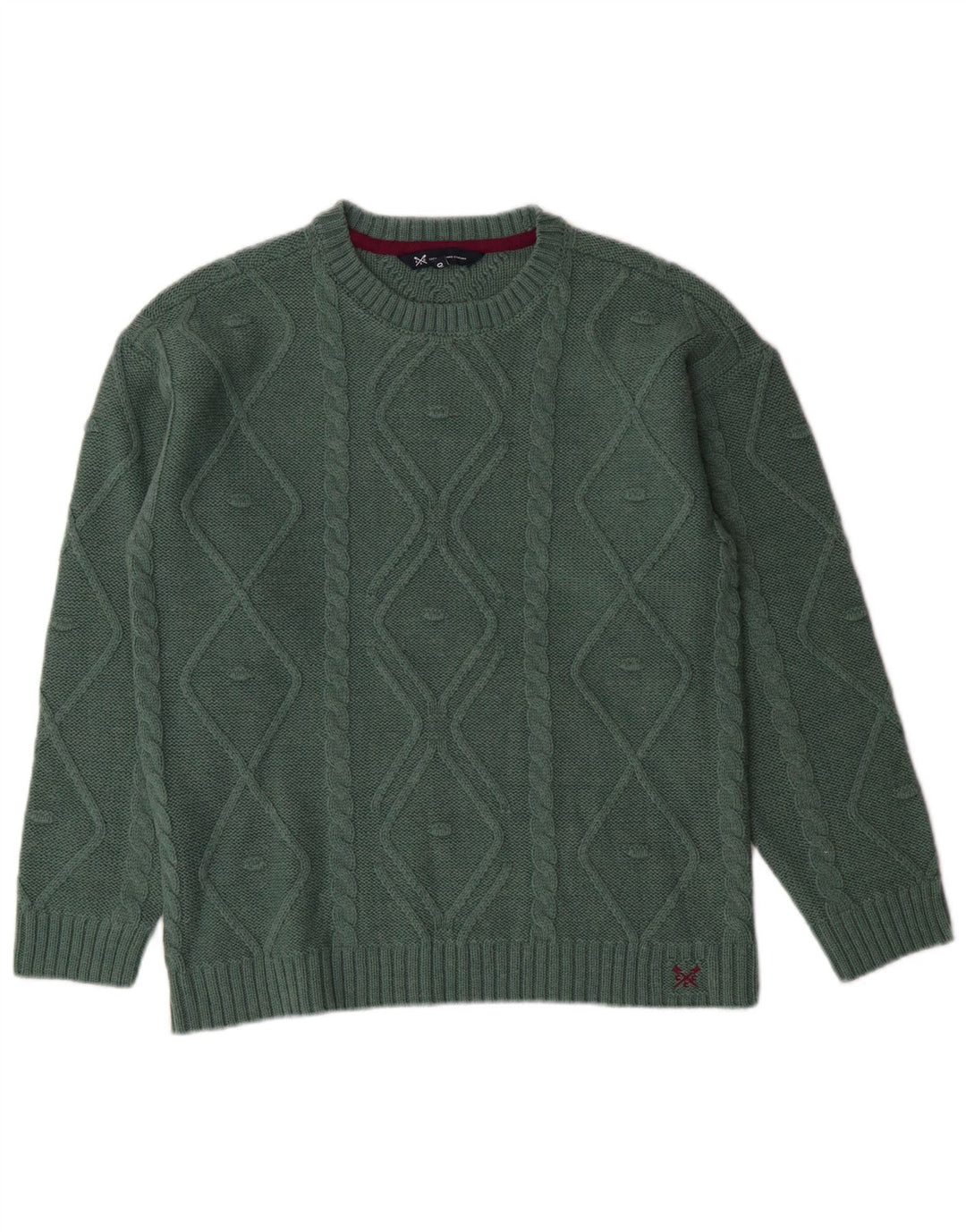 CREW CLOTHING Pulover supradimensionat pentru femei cu decolteu triplu UK 10 Small Green