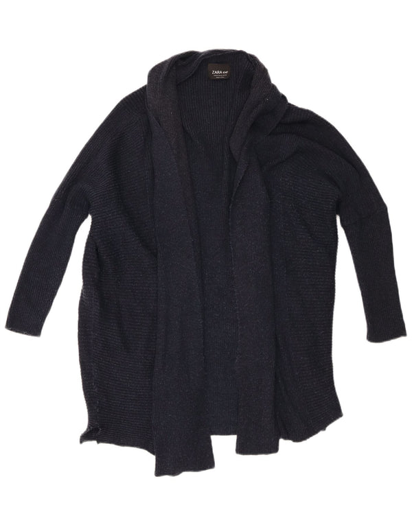 Pulover cardigan deschis pentru femei cu mâneci 3/4 Zara Marea Britanie 14, mijlocie, bleumarin, pete