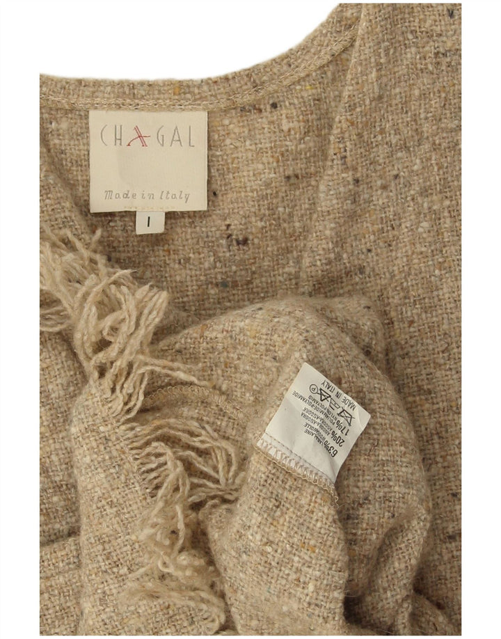 Pulover Cardigan fără mâneci Vintage pentru femei UK 14 Lână cu pete gri mediu