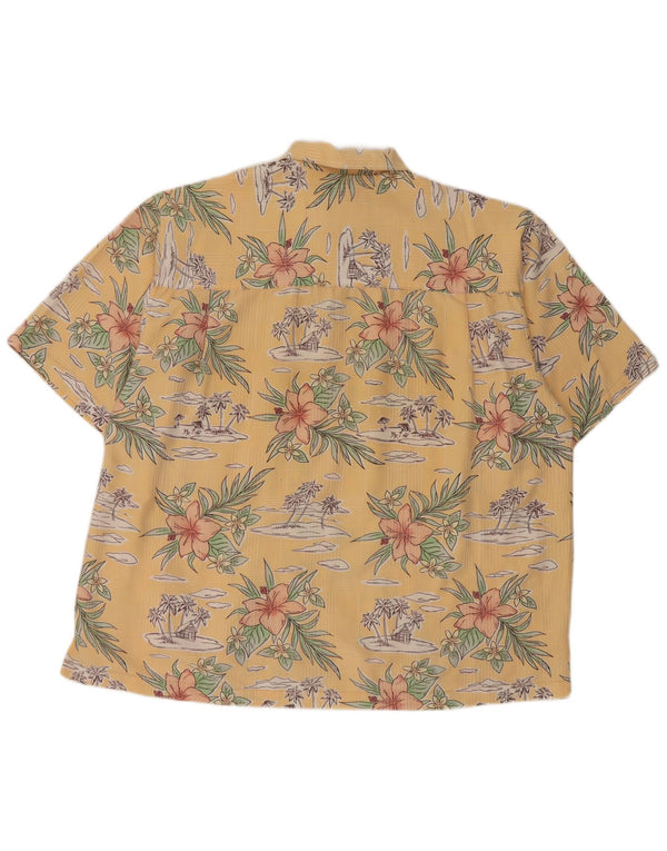 Cămașă Vintage pentru bărbați cu mânecă scurtă 2XL, galben, raion floral