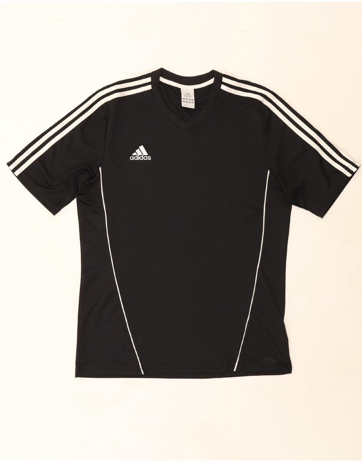 ADIDAS Mens T-Shirt Top Large Black Polyester Vintage Adidas and Second-Hand Adidas from Messina Hembry 