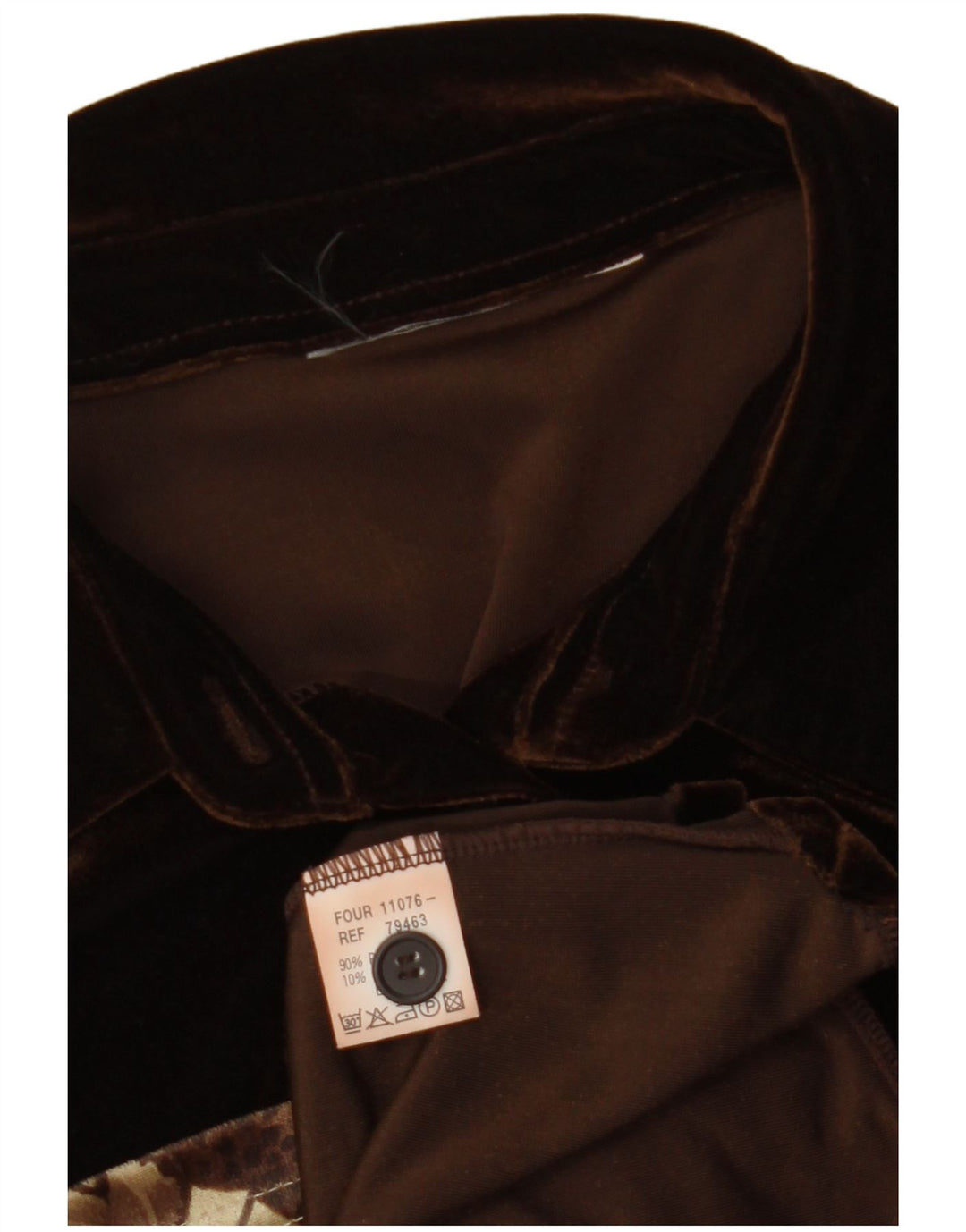 Bluză cămașă fără mâneci din velur pentru femei VINTAGE UK 12 Maro mediu Floral