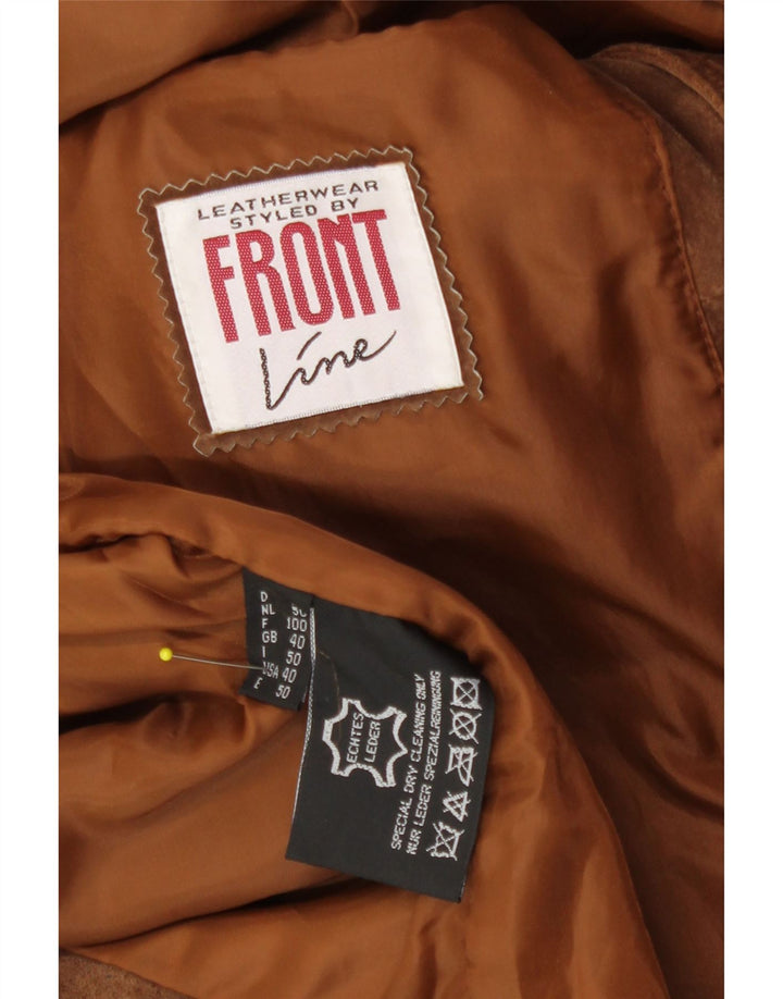 Vesta de piele intoarsa pentru barbati Front Line UK 40 piele maro medie