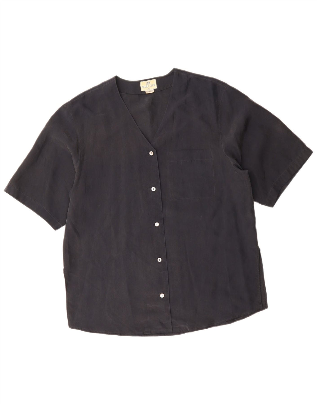 Bluză cămașă cu mânecă scurtă pentru femei BLUE CLUB IT 42 Mătase medie neagră