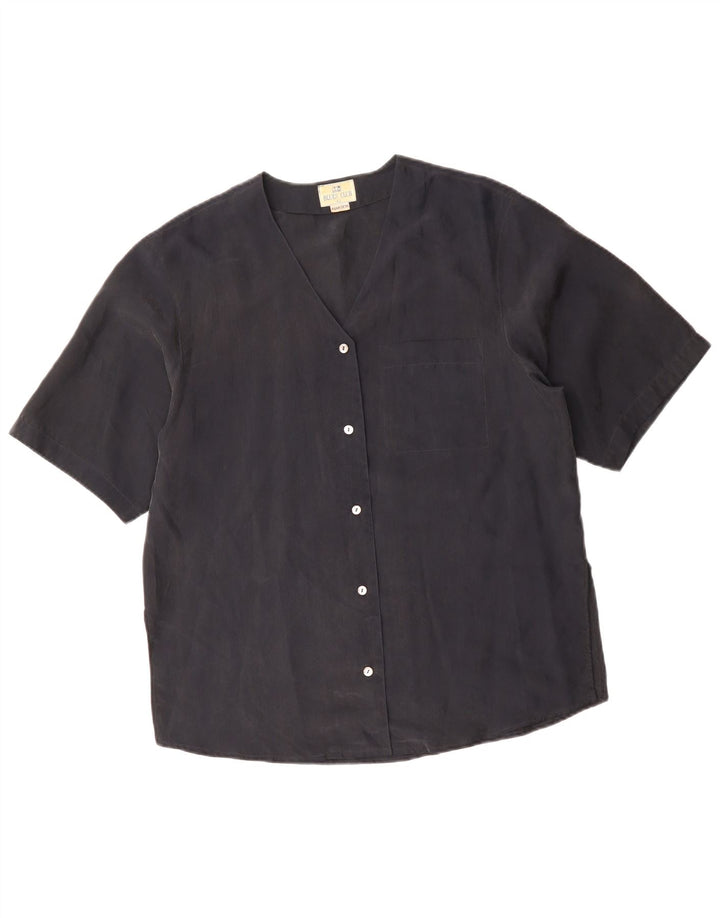 Bluză cămașă cu mânecă scurtă pentru femei BLUE CLUB IT 42 Mătase medie neagră