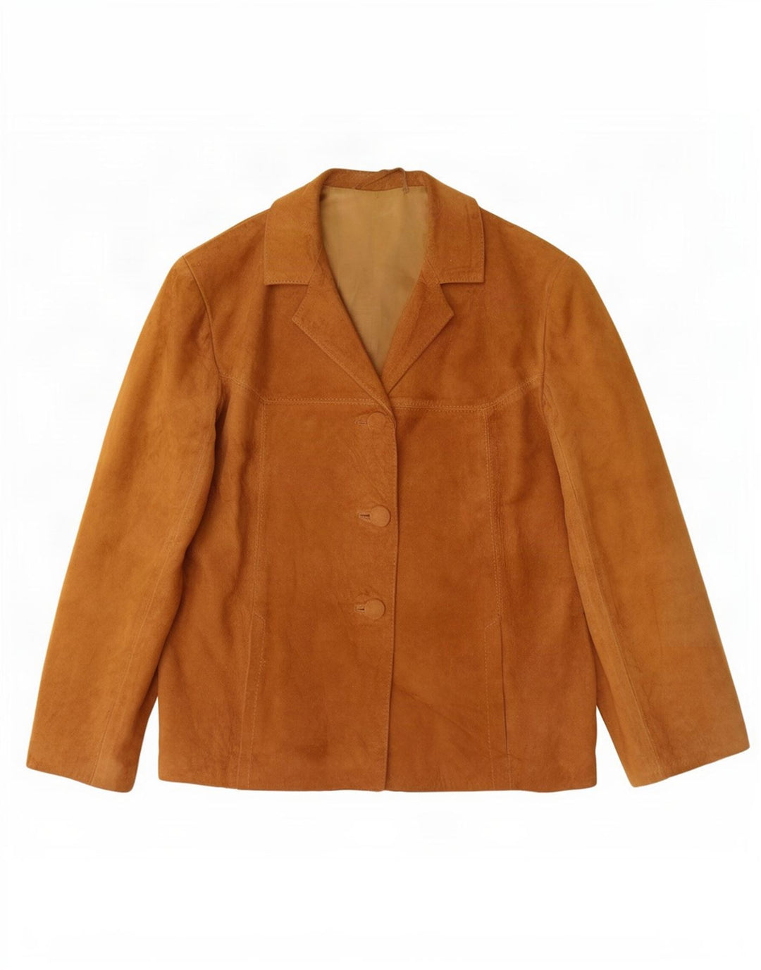 Blazer Vintage pentru femei cu 3 nasturi din piele intoarsa, UK 14 Bej mediu
