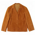 Blazer Vintage pentru femei cu 3 nasturi din piele intoarsa, UK 14 Bej mediu