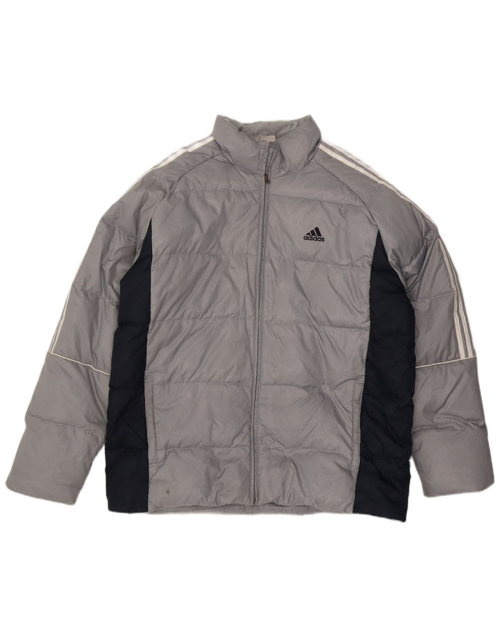Jachetă căptușită cu trei dungi Adidas pentru bărbați UK 40, mare, gri Colorblock