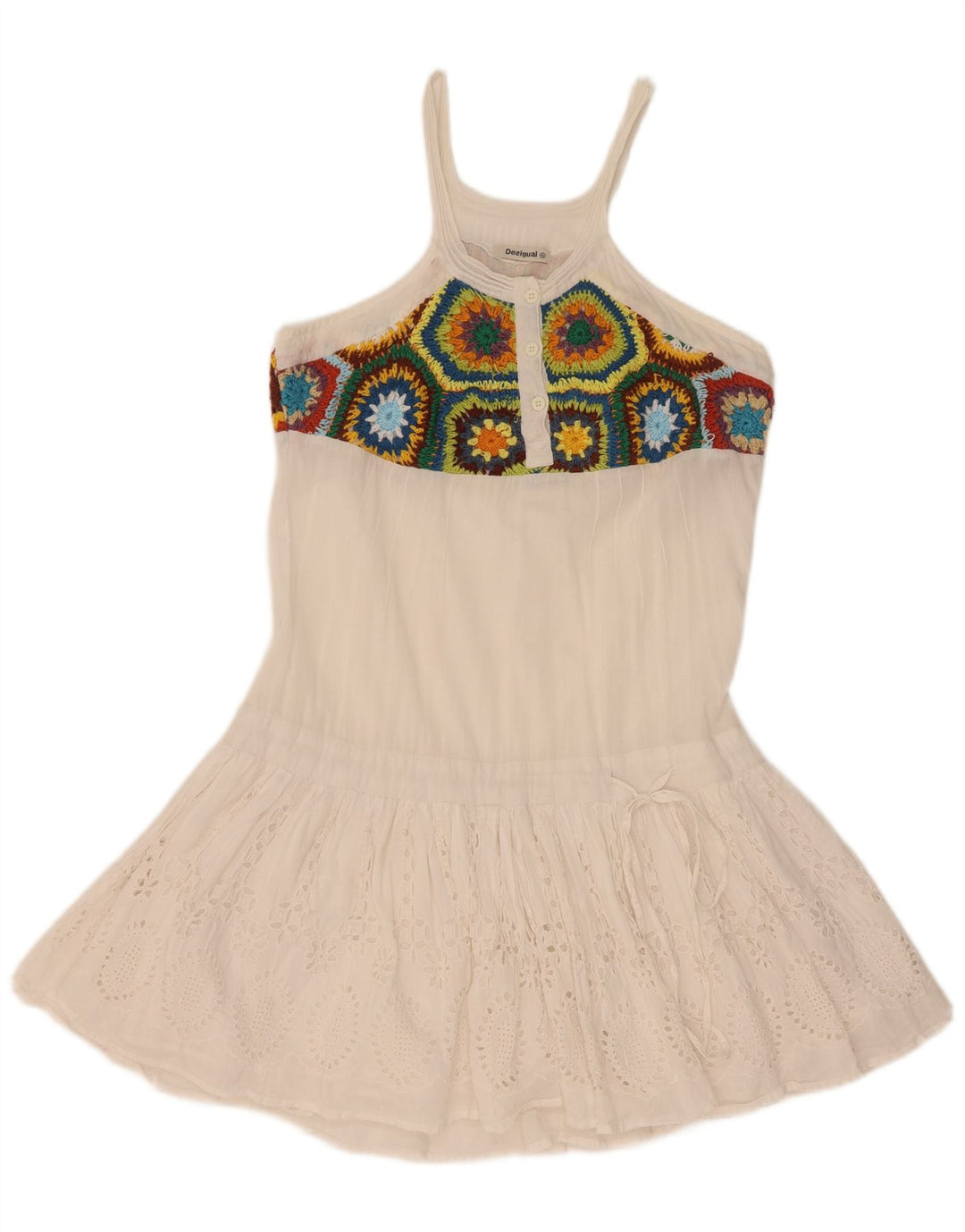 Rochie de soare Desigual pentru femei EU 42, mare, alb, floral, bumbac