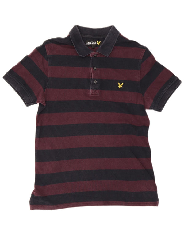 Tricou polo Lyle & Scott pentru bărbați, bumbac cu dungi violet mediu
