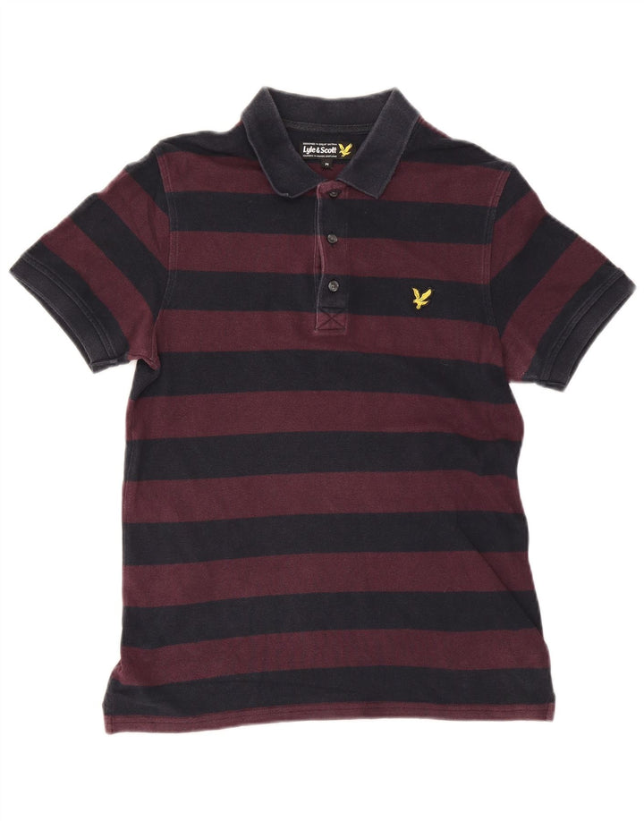 Tricou polo Lyle & Scott pentru bărbați, bumbac cu dungi violet mediu