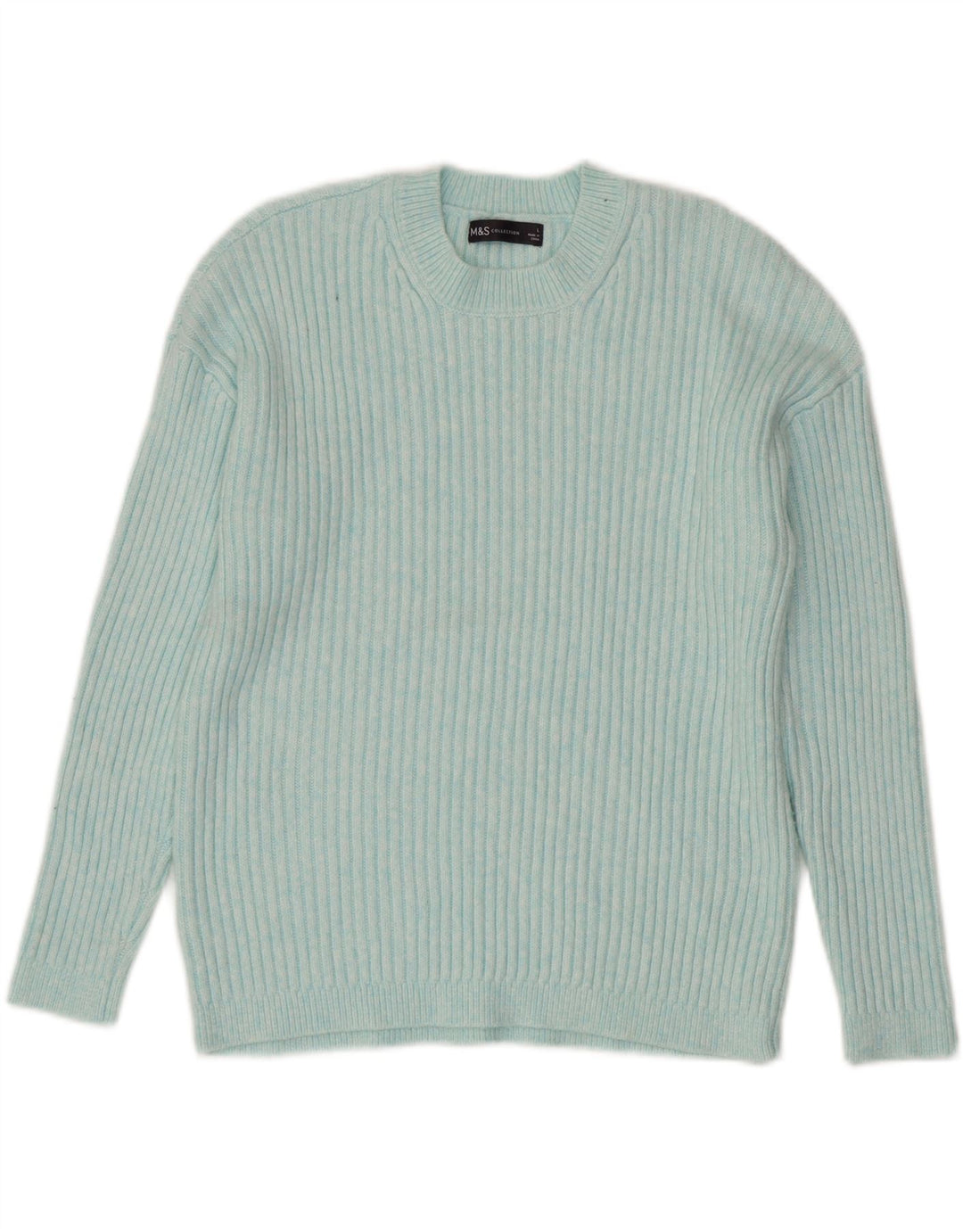 MARKS & SPENCER Pulover pentru femei cu decolteu rotund UK 16 Poliester albastru mare
