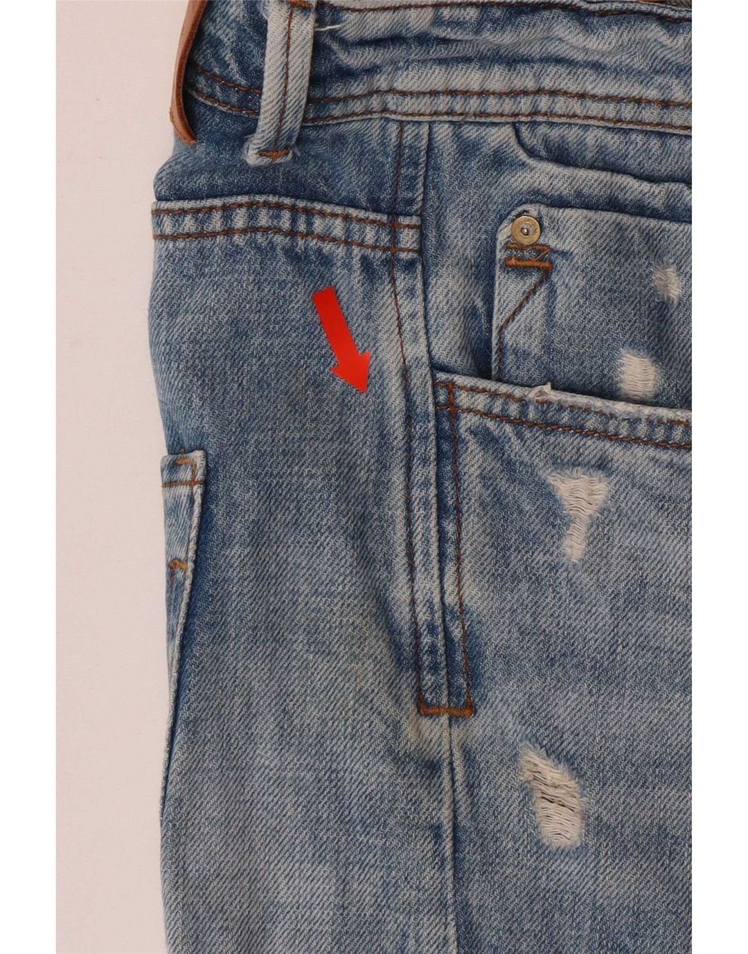 Pantaloni scurți din denim învechit pentru bărbați Zara EU 42 Large W32 Blue