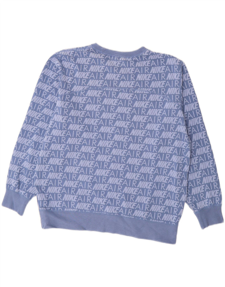 Pulover supradimensionat NIKE Graphic pentru femei UK 14 Bumbac albastru mediu