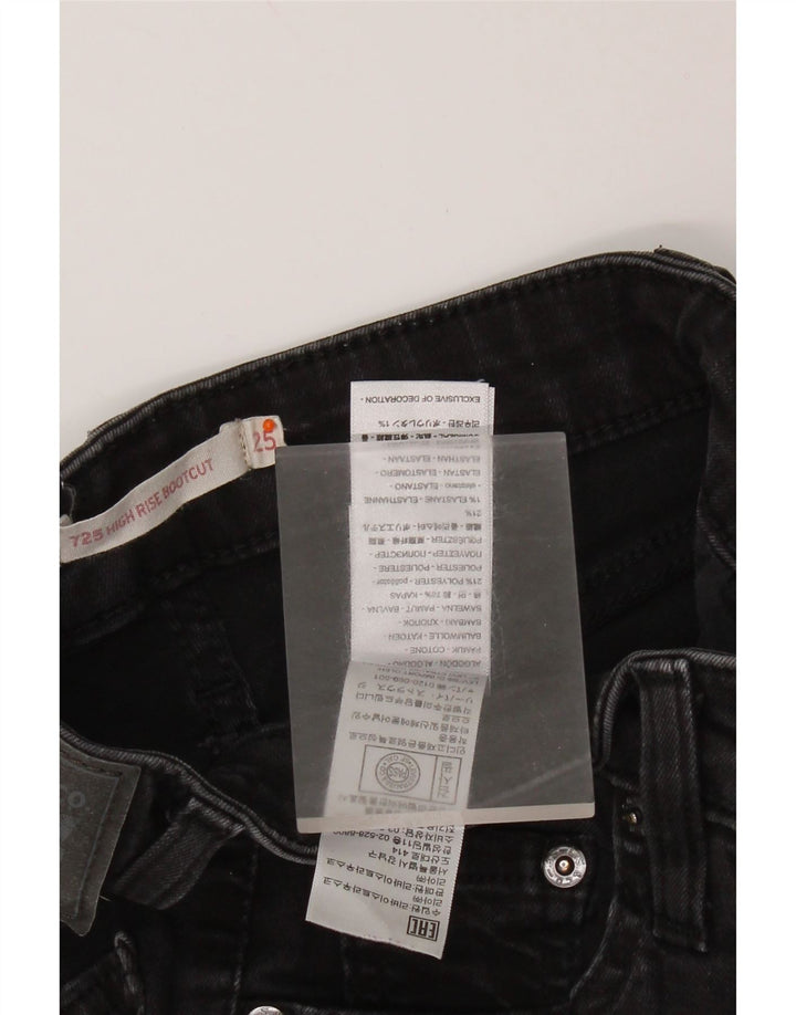 Blugi bootcut cu talie mare LEVI'S 725, W25 L32, bumbac negru